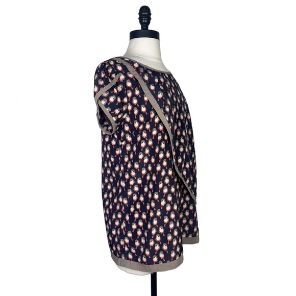 Esley bird pattern print cross over blouse size m - Picture 2 of 7